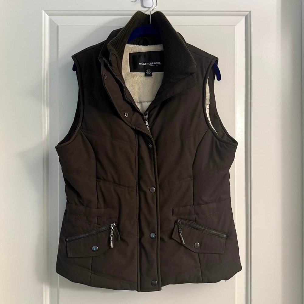Weatherproof Garment Company Chocolate Brown Womens Puffer Vest Large